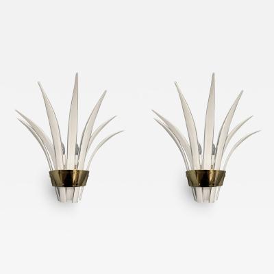  Vetri Murano MURANO GLASS PALM FROND SCONCES WITH POLISHED BRASS FRAME