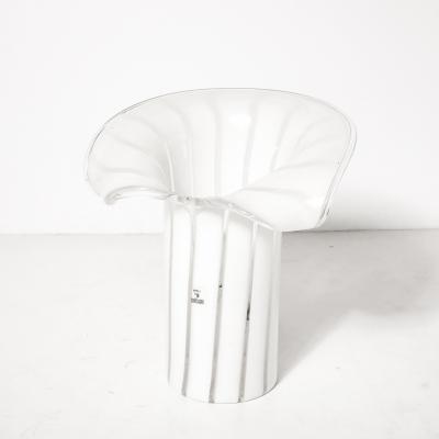  Vetri Murano Mid Century Hand Blown Murano Cala Lilly Form White Uplights signed Vetri Murano