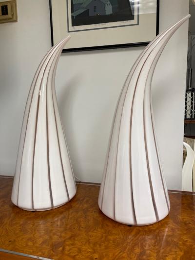  Vetri Murano Murano table lamp pair conical