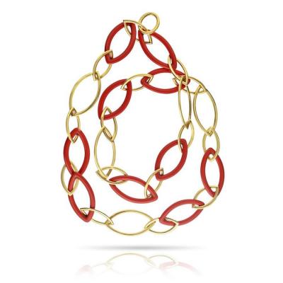  Vhernier VHERNIER 18K YELLOW GOLD RECONSTRUCTED CORAL LINK NECKLACE