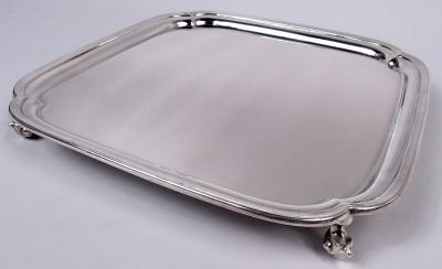  Viner s Ltd Traditional English Georgian Square Cartouche Salver Tray 1950