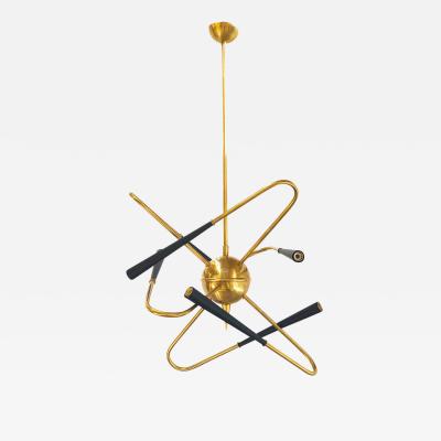  Vintage Domus Collection Chandelier in the Mi d Century style in brass new production 2019