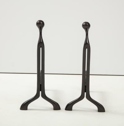  Virginia Metalcrafters VMC Nancy Rubens Modernist Bronze Andirons