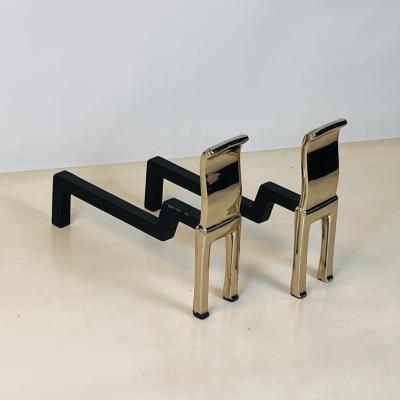  Virginia Metalcrafters VMC Pair of Polished Bronze Andirons by Nancy Ruben for Virginia Metalcrafters