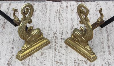  Virginia Metalcrafters VMC Virginia Metalcrafters Brass Dolphin Andirons