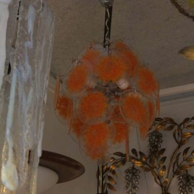  Vistosi 1970 Venini Bowl Chandelier in the Style of Vistosi 27 Disks