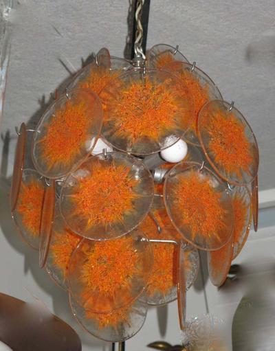  Vistosi 1970 Venini Bowl Chandelier in the Style of Vistosi 27 Disks