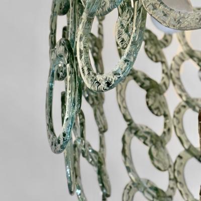  Vistosi 1990s Nickel and Multicolored Murano Glass Cascade Chandelier by Vistosi