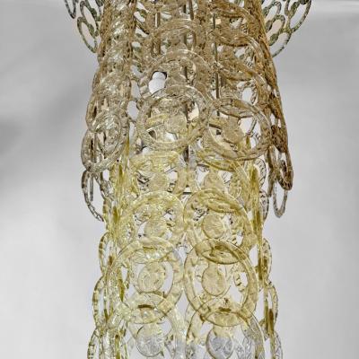  Vistosi 1990s Nickel and Multicolored Murano Glass Cascade Chandelier by Vistosi