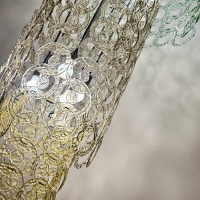  Vistosi 1990s Nickel and Multicolored Murano Glass Cascade Chandelier by Vistosi