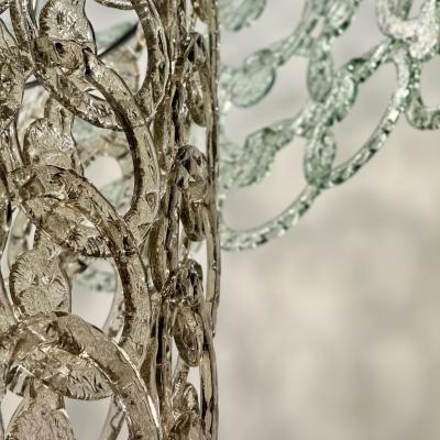  Vistosi 1990s Nickel and Multicolored Murano Glass Cascade Chandelier by Vistosi