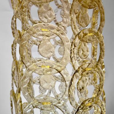  Vistosi 1990s Nickel and Multicolored Murano Glass Cascade Chandelier by Vistosi