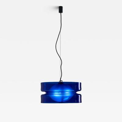  Vistosi Blue Murano Glass Suspension L 134 Lamp by Vistosi 1960s