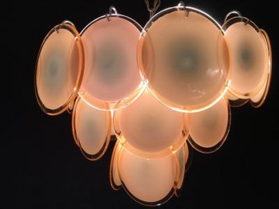  Vistosi Charming Vistosi Disc Murano Chandelier 1970s