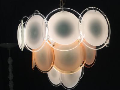  Vistosi Charming Vistosi Disc Murano Chandelier 1970s
