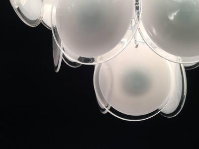  Vistosi Charming Vistosi Disc Murano Chandelier 1970s