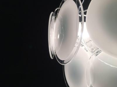  Vistosi Charming Vistosi Disc Murano Chandelier 1970s