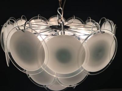  Vistosi Charming Vistosi Disc Murano Chandelier 1970s