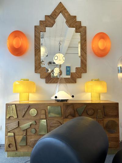 Vistosi Contemporary Pair of Orange Murano Glass Candy Sconces by Vistosi Italy 2010s