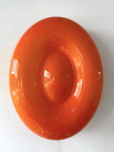 Vistosi Contemporary Pair of Orange Murano Glass Candy Sconces by Vistosi Italy 2010s