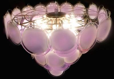  Vistosi Fantastic Murano Glass Disc Chandelier by Vistosi Italy 1970s