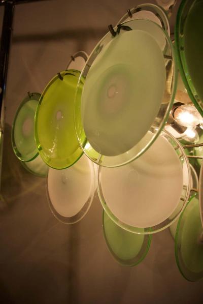  Vistosi Green Murano Disc Chandelier Attributed to Vistosi 1970s