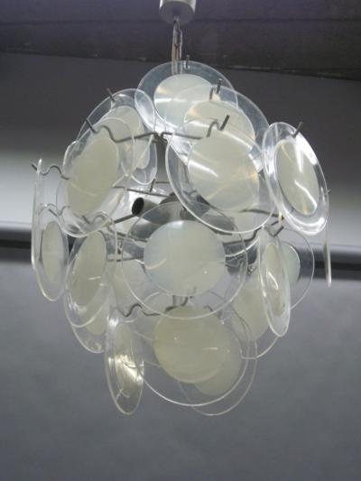  Vistosi Italian Mid Century Modern Acrylic Disc Chandelier or Pendant by Vistosi