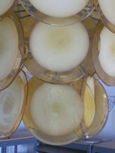  Vistosi Italian Midcentury Murano Venetian Glass Disc Chandelier Pendant by Vistosi