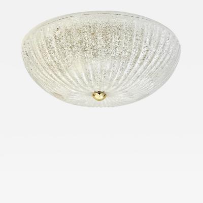  Vistosi Italian Vistosi Reeded Frosted Crystal Clear Murano Glass Flushmount Sconce