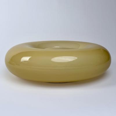  Vistosi Late 20th Century Pair of Mustard Color Oval Murano Glass Sconces by Vistosi