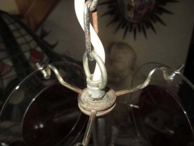  Vistosi Lovely Petite Vistosi Red Lucite Disk Chandelier Mid Century Modern