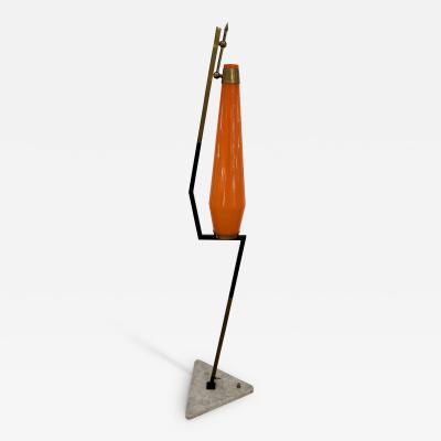  Vistosi Mid Century Floor Lamp Brass Metal and Murano Glass by Vistosi Italy 1960s