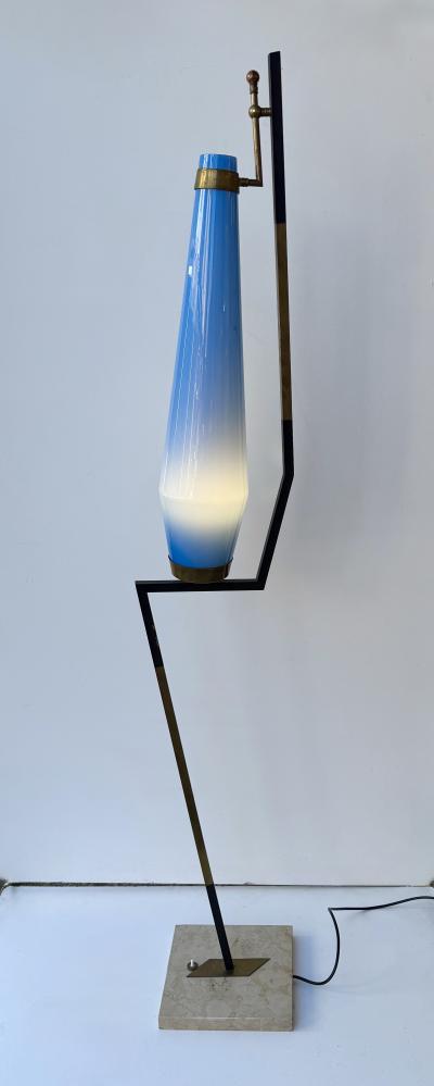  Vistosi Mid Century Floor Lamp Brass Metal and Murano Glass by Vistosi Italy 1960s