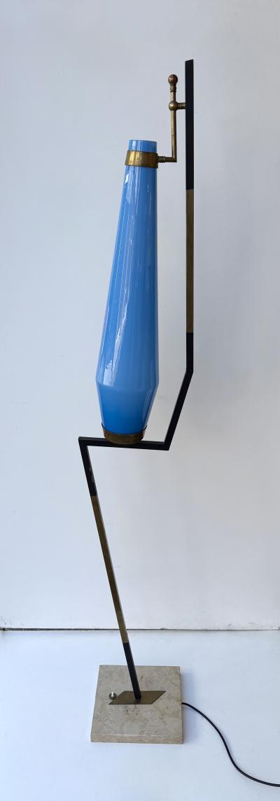  Vistosi Mid Century Floor Lamp Brass Metal and Murano Glass by Vistosi Italy 1960s
