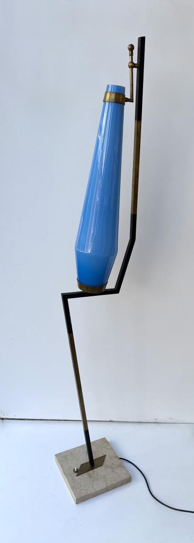  Vistosi Mid Century Floor Lamp Brass Metal and Murano Glass by Vistosi Italy 1960s