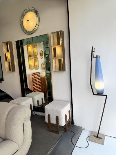  Vistosi Mid Century Floor Lamp Brass Metal and Murano Glass by Vistosi Italy 1960s