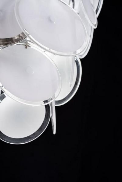  Vistosi Pair of Amazing Disc Chandeliers by Vistosi 1970s