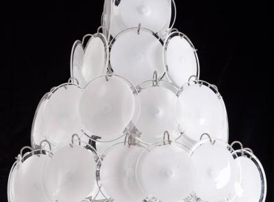  Vistosi Pair of Amazing Disc Chandeliers by Vistosi 1970s