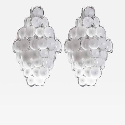  Vistosi Pair of Amazing Disc Chandeliers by Vistosi 1970s