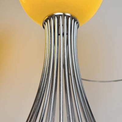  Vistosi Pair of Chrome Metal and Yellow Murano Glass Table Lamps by Vistosi 1990s