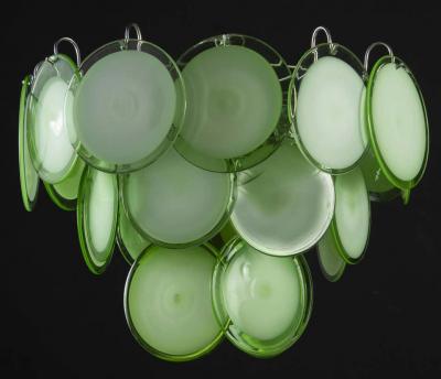  Vistosi Pair of Green Vistosi Disc Murano Chandelier 1970s