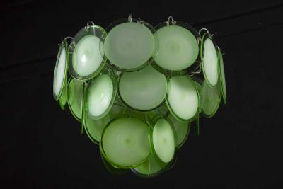  Vistosi Pair of Green Vistosi Disc Murano Chandelier 1970s