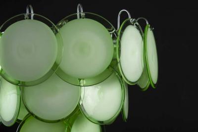  Vistosi Pair of Green Vistosi Disc Murano Chandelier 1970s