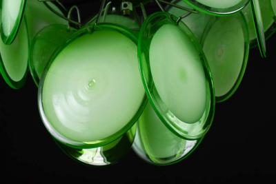  Vistosi Pair of Green Vistosi Disc Murano Chandelier 1970s