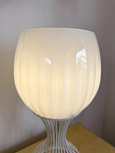  Vistosi Pair of Lamps Cup Murano Glass and White Metal by Vistosi Italy 1990s