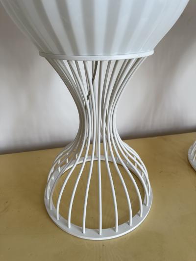  Vistosi Pair of Lamps Cup Murano Glass and White Metal by Vistosi Italy 1990s