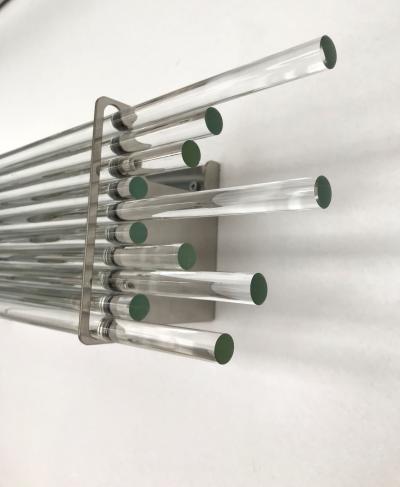  Vistosi Pair of Sconces Glass Rods and Chrome by Vistosi Murano Italy 1990s