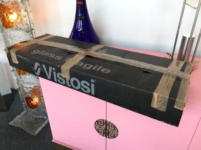  Vistosi Pair of Sconces Glass Rods and Chrome by Vistosi Murano Italy 1990s