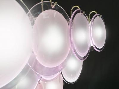  Vistosi Pair of Vistosi Disc Murano Chandelier 1970s