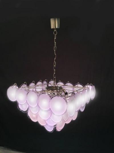  Vistosi Pair of Vistosi Disc Murano Chandelier 1970s